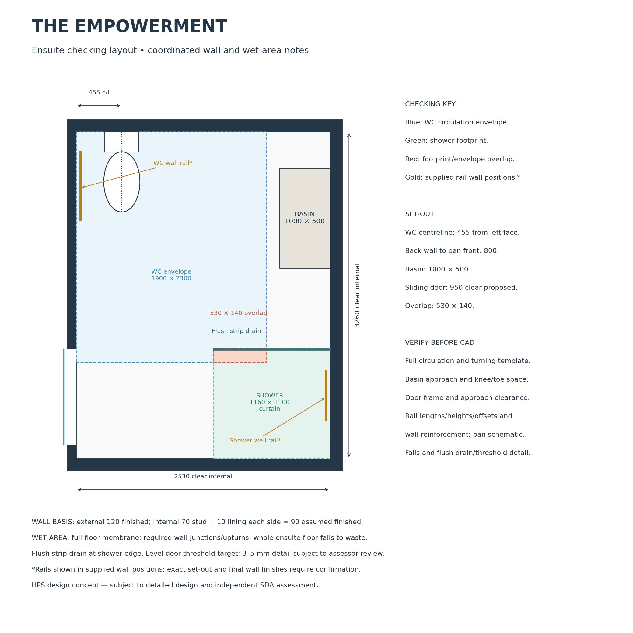The Independence ensuite layout drawing